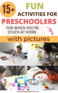 Pinnable image of a child doing fun activities for preschoolers
