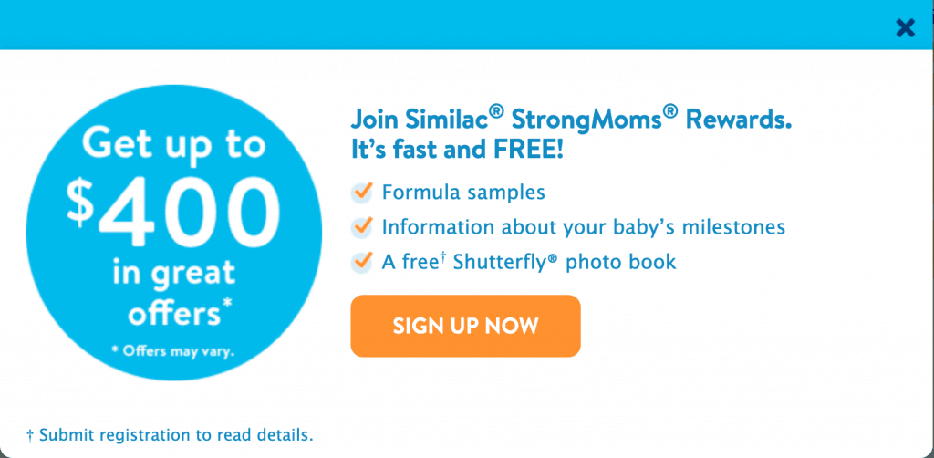 SimilSimilac Baby Formula Samples as a pregnancy freebie