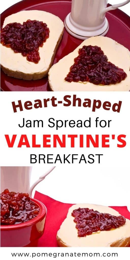 heart-shaped jam spread for valentine's breakfast for kids