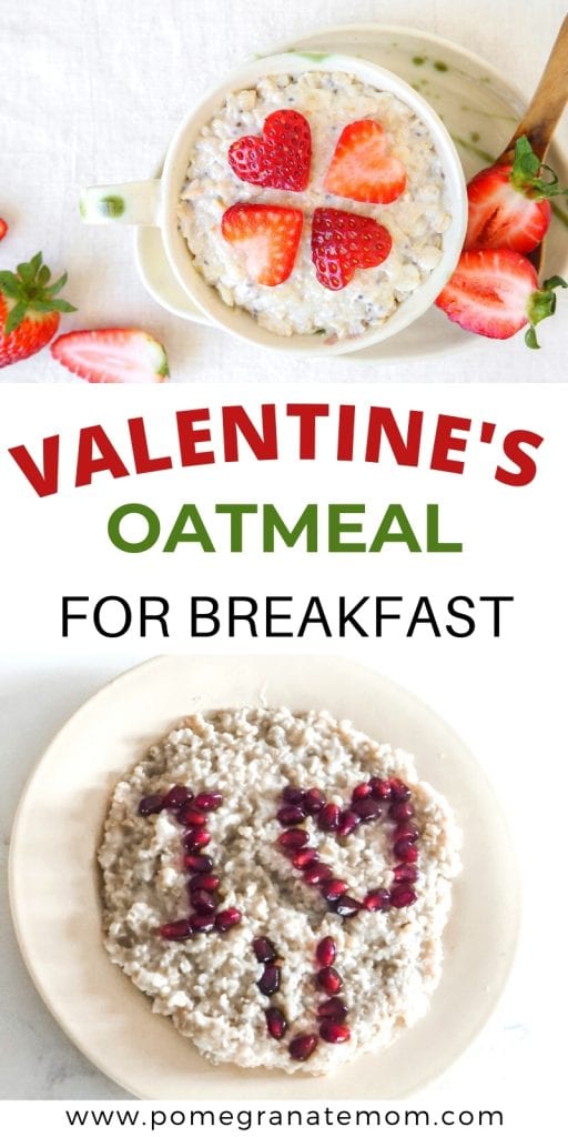 Oatmeal for Valentines breakfast for kids