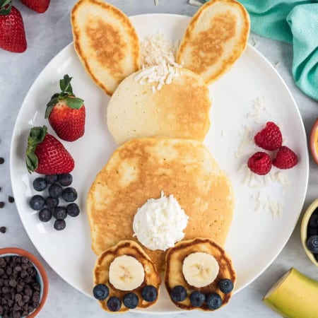 healthy easter treat shaped as bunny butt pancake