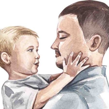 clipart of a father holding his child