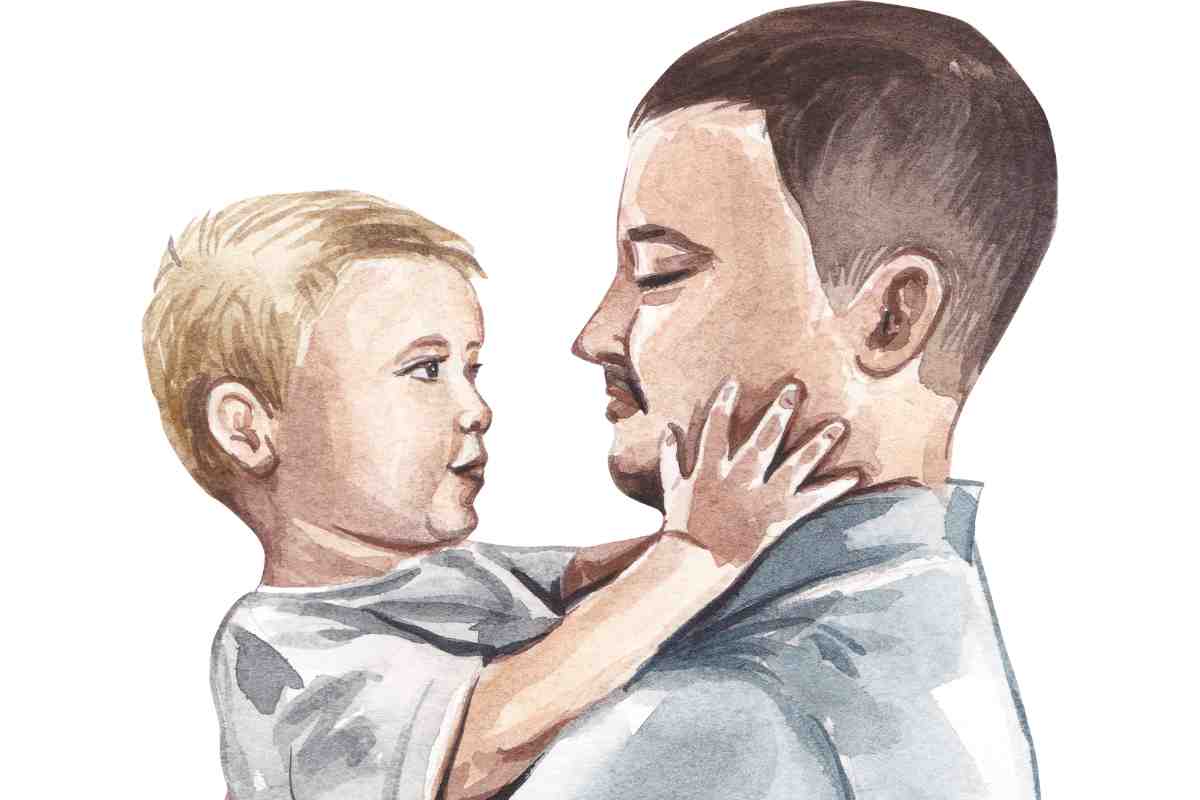clipart of a father holding his child