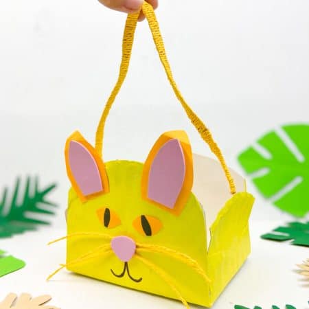 a DIY cat Easter basket for toddler girl