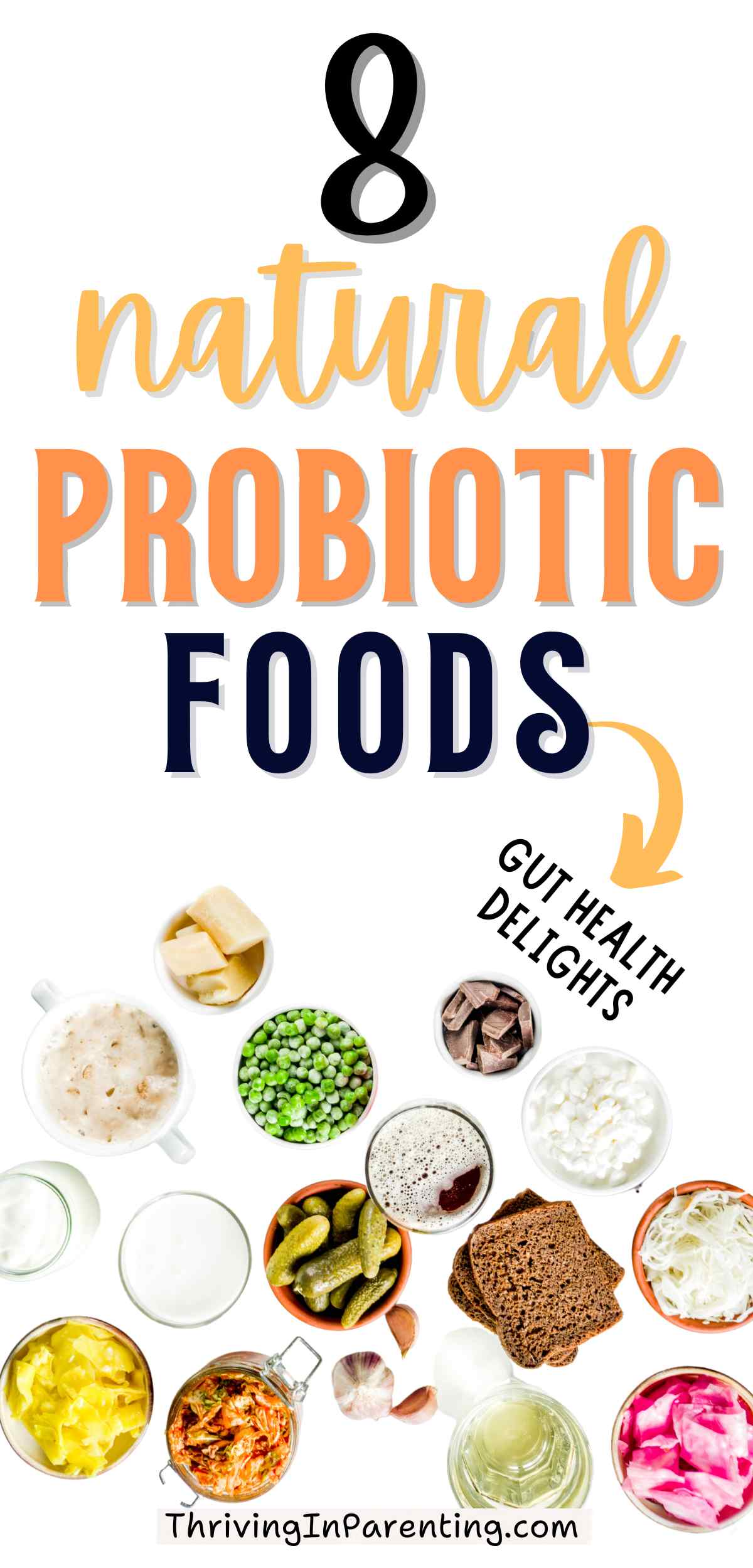 Pin image of 8 natural probiotic foods.