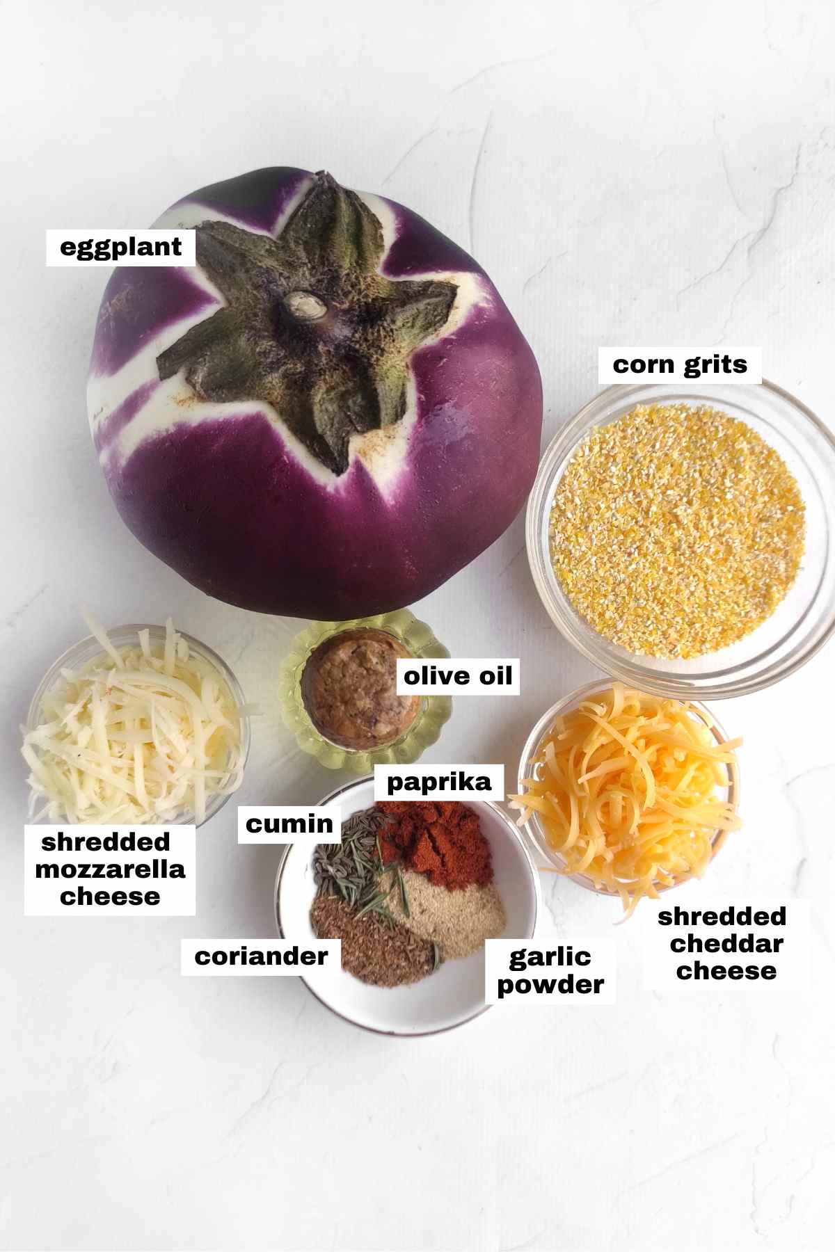Ingredients needed for air fryer eggplant recipe.