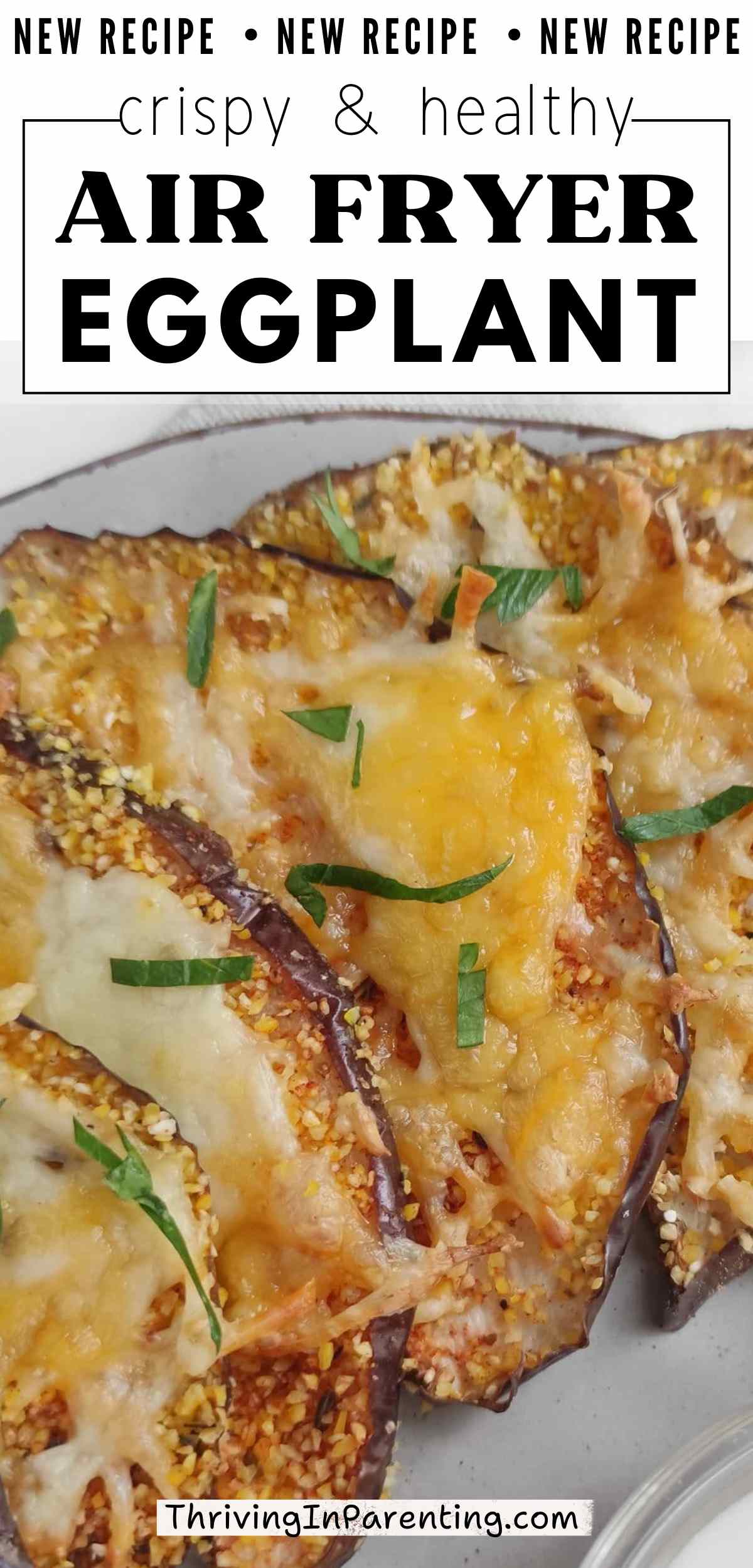 Pin image of air fryer eggplant recipe.