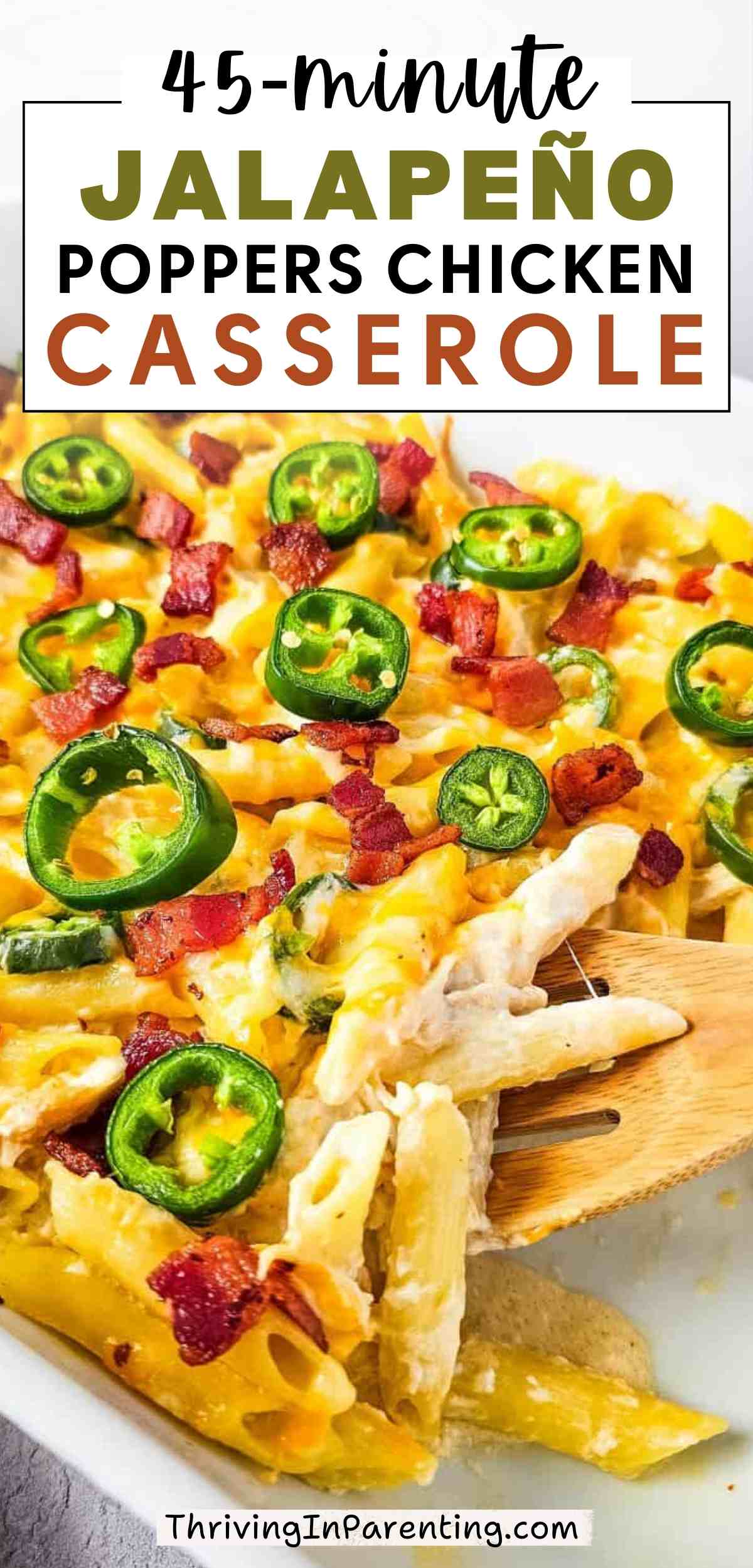 Pin image of jalapeño popper chicken casserole recipe.