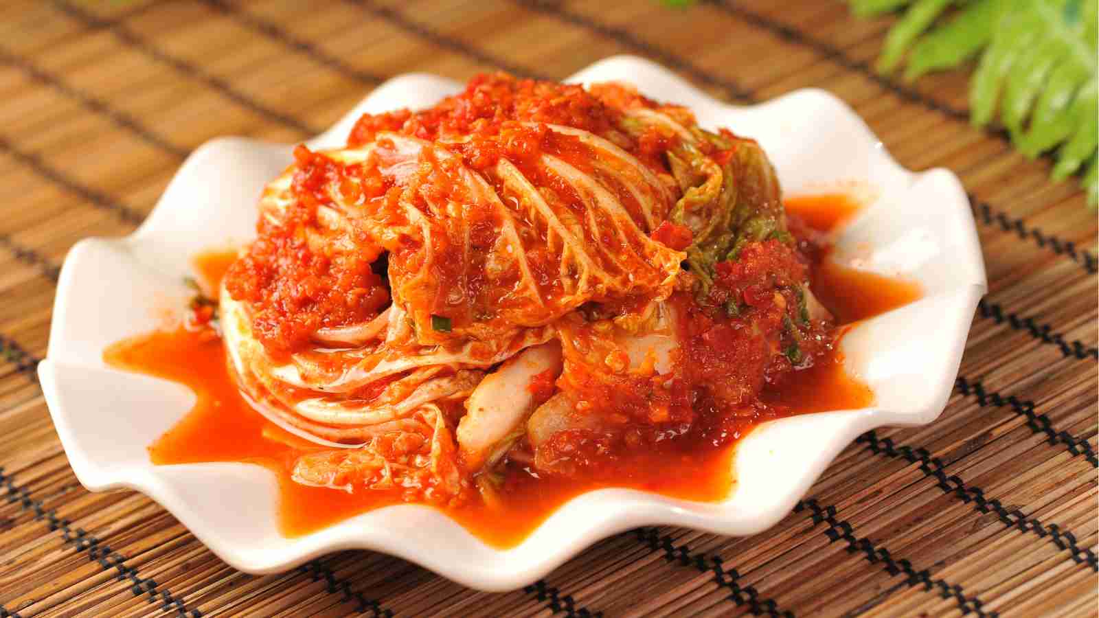 A plate of seasoned kimchi.