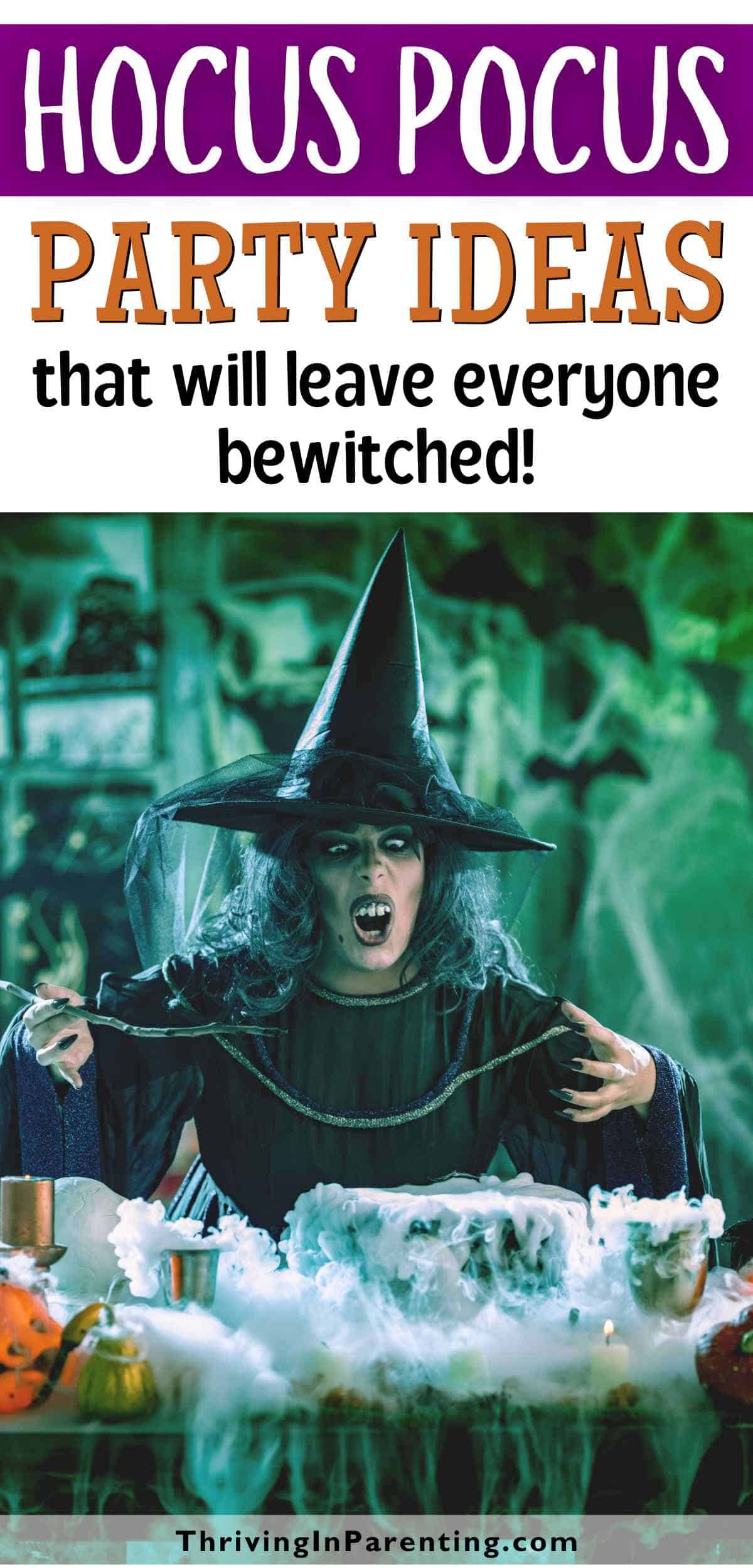 Pin image of "Hocus Pocus" party ideas blog post.