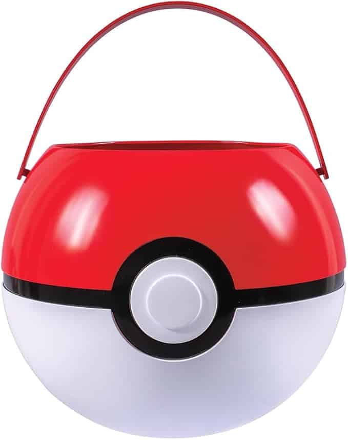 Red and white round container with a handle, resembling a Poké Ball.