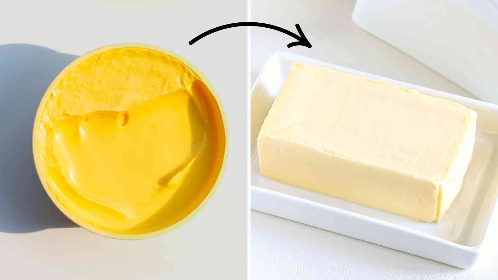 A collage of margarine and butter.