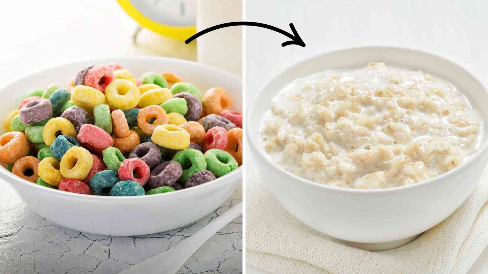 A collage or cereals and oatmeal.