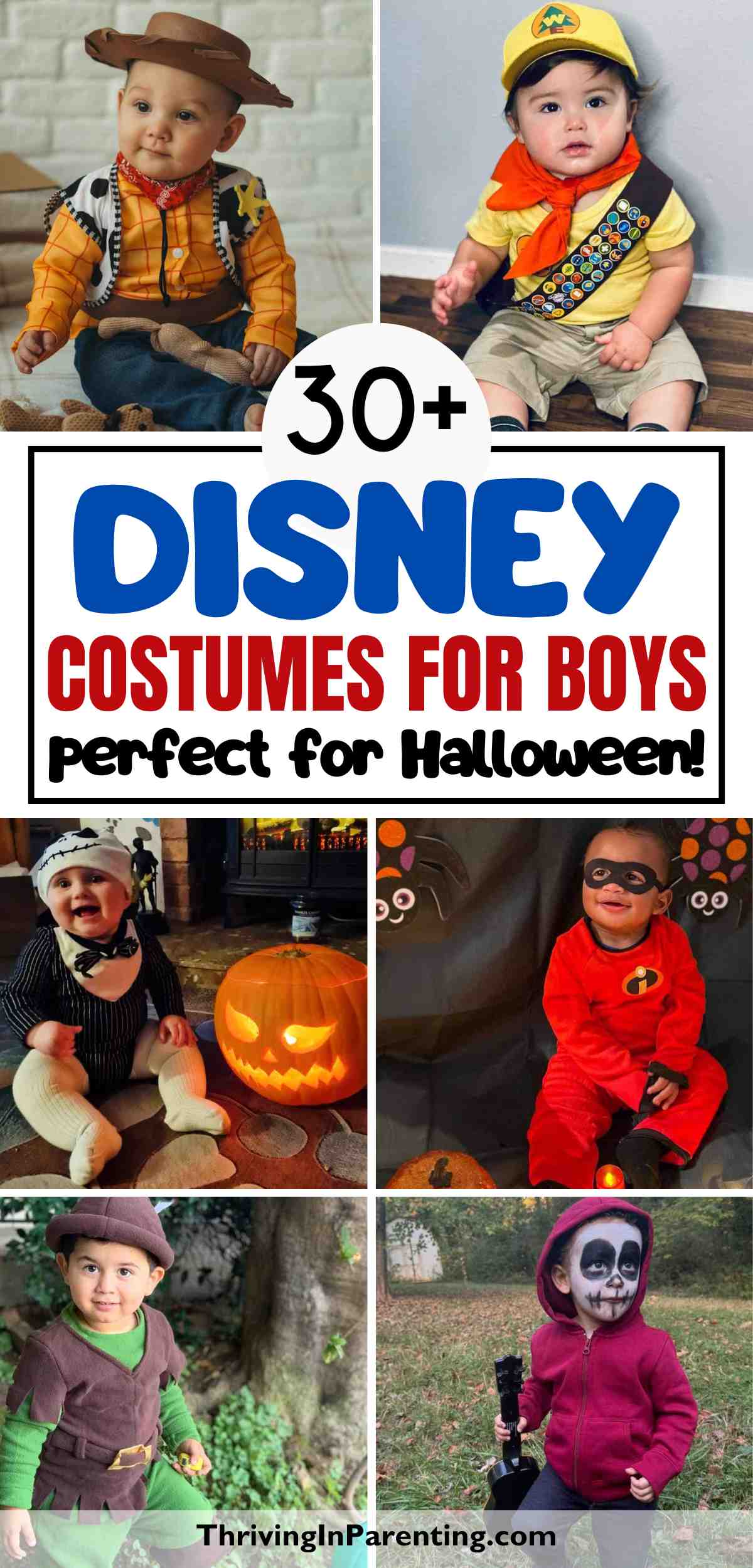 A collage of Disney costumes for boys.