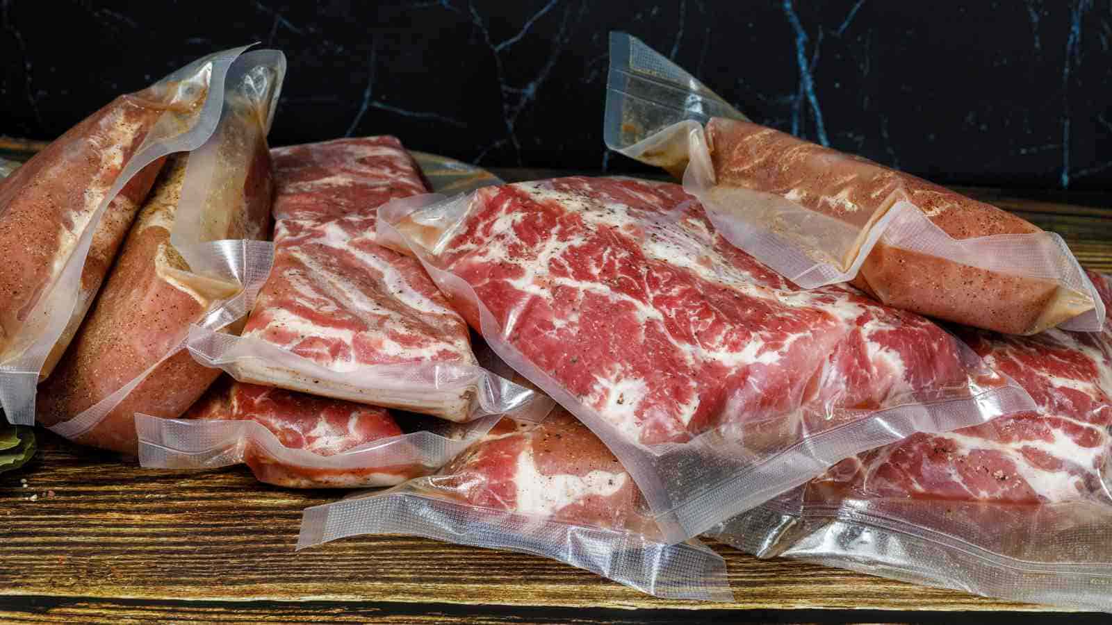 Marinated meats in a ziplock.