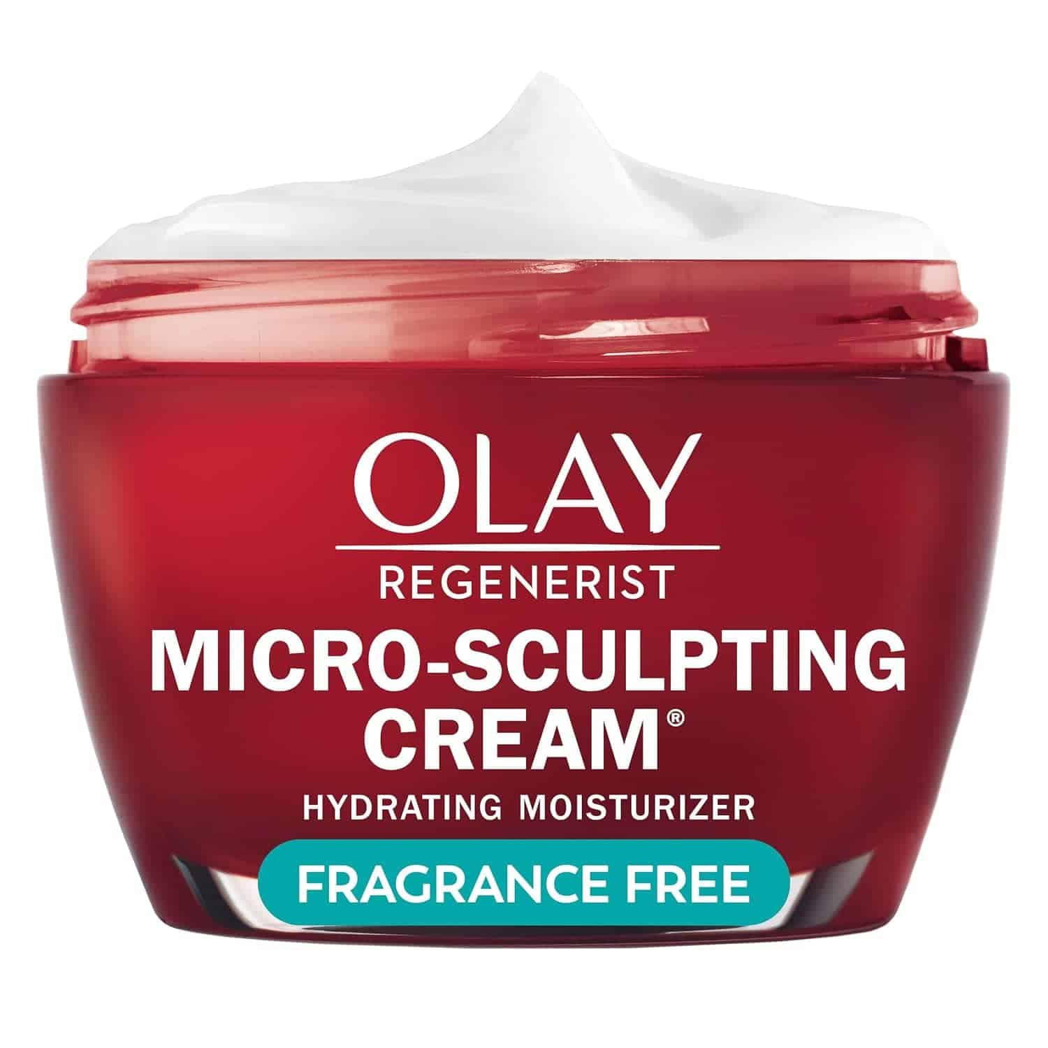 A jar of Olay Regenerist Micro-Sculpting Cream is shown against a white background.