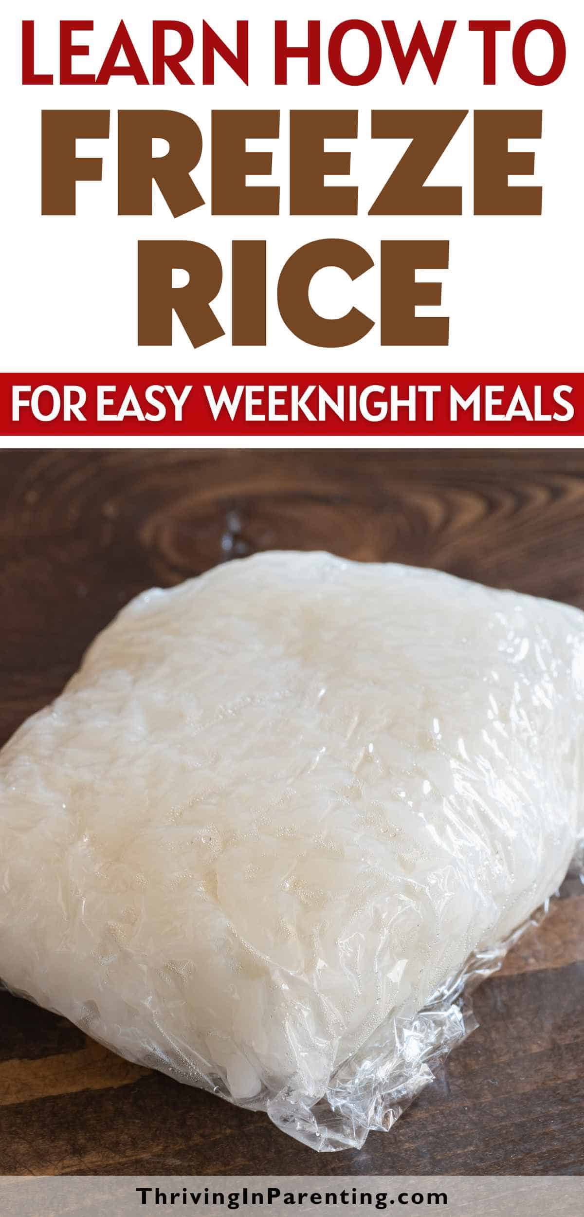 Pin image of how to freeze rice syndicated article.