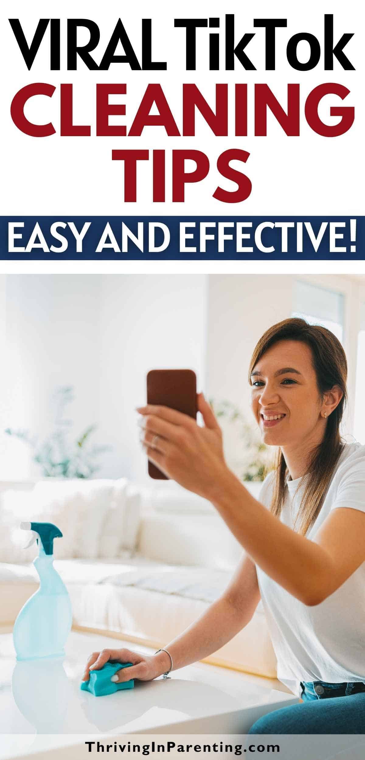 Pin image of TikTok cleaning tips syndicated article.