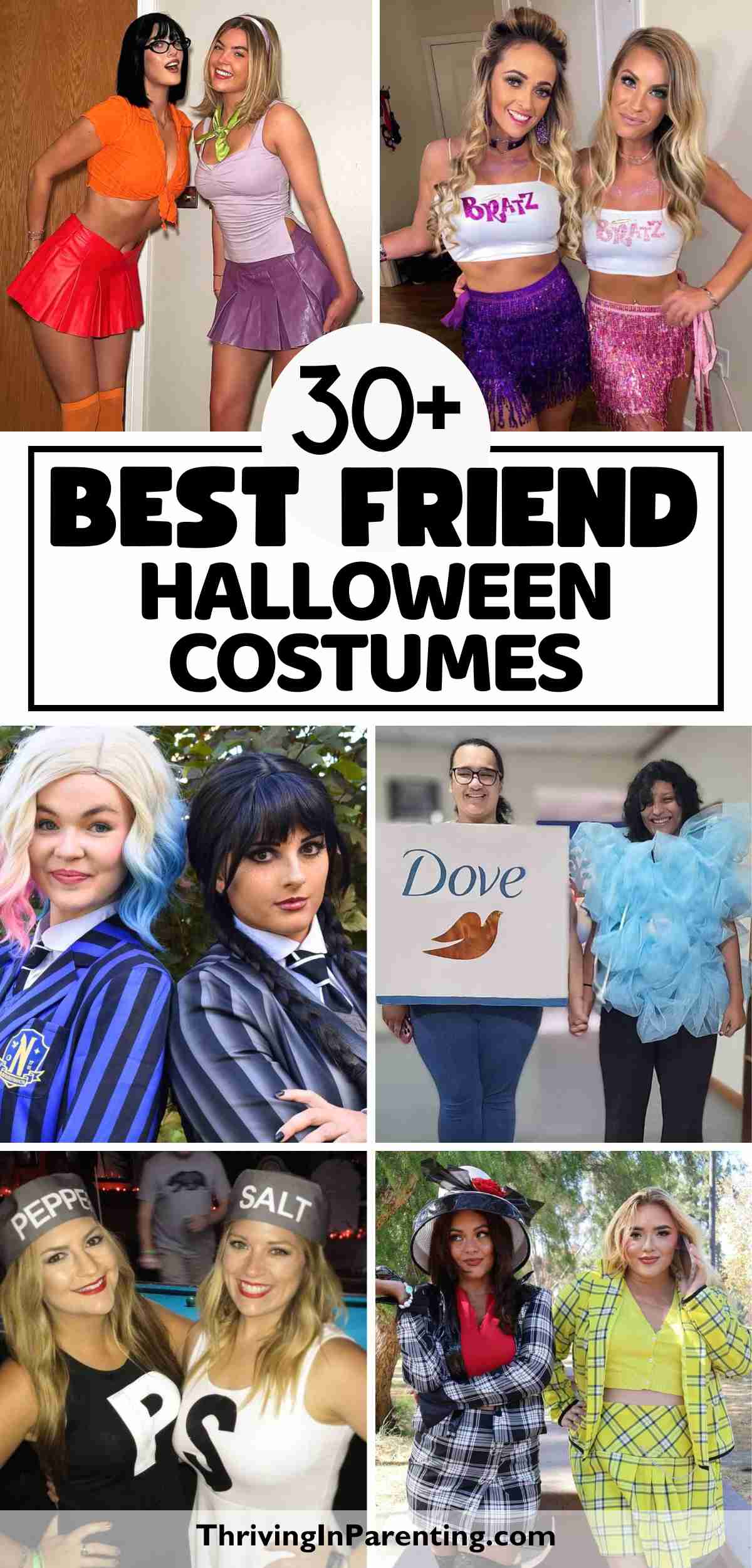 A collage of several Halloween costumes for best friends.
