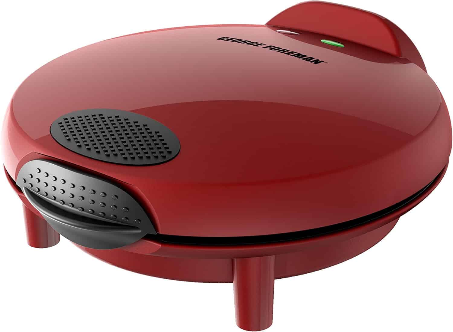 A red round electric grill.