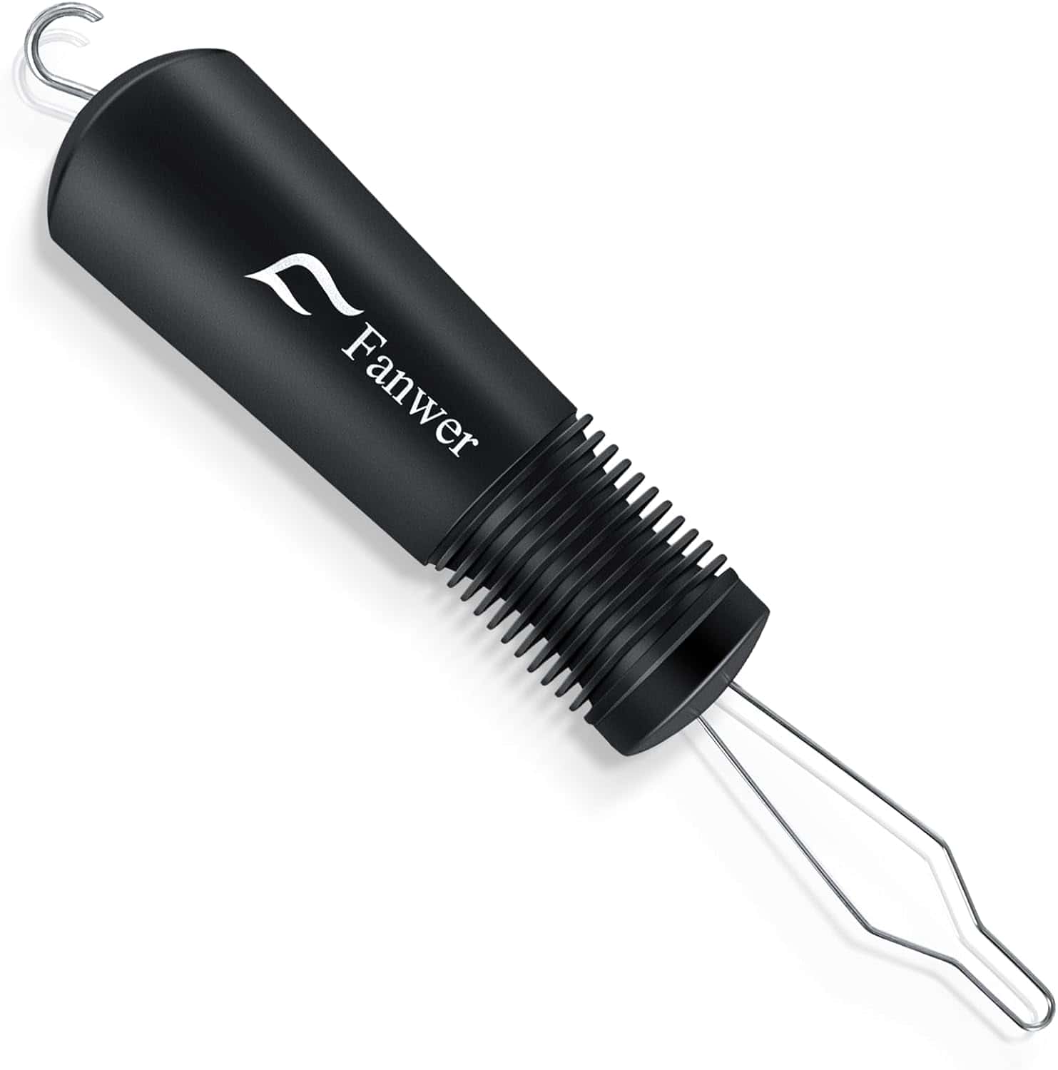 A black mechanical switch puller tool labeled "Fanwer," featuring a metal hook and pronged end for removing keyboard switches.