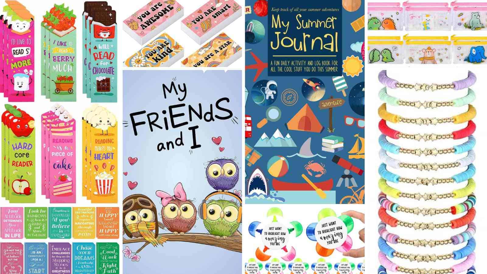 A collage featuring end of the school year gifts for classmates that help kids show appreciation in an easy, meaningful way.