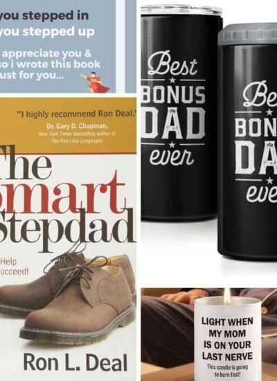 A collage of Father's Day gifts for stepdads.